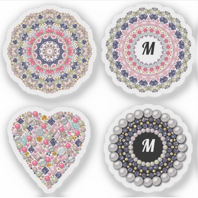 Chic perl Set, mandala, brooch, dekoration, perle Aufkleber (Vorderseite)