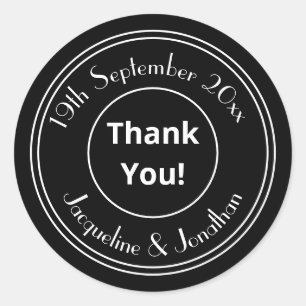 Chic Personalisiert B & W Vielen Dank Umschlag Auf Runder Aufkleber