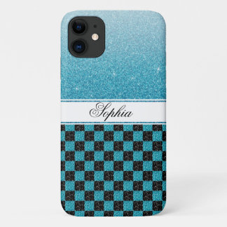 Chic Personalisiert Blue Sparkle Glitzer Name Case-Mate iPhone Hülle