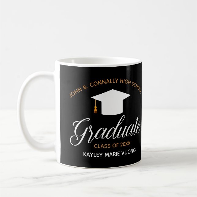 Chic Personalisiert Graduate 2023 Abschluss Black Kaffeetasse (Links)