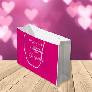 Chic Personalisiert Hot Pink Valentinstag Niedlich Große Geschenktüte