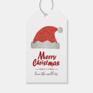 Chic Personalisiert Red Glitzer Frohe Weihnachtsna Geschenkanhänger