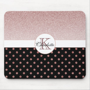 Chic Personalisiert Rose Gold Glitzer Polka Dot Na Mousepad