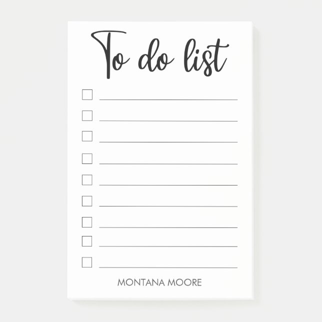 Chic Personalisiert, um schwarze handgeschriebene  Post-it Klebezettel (Vorderseite)