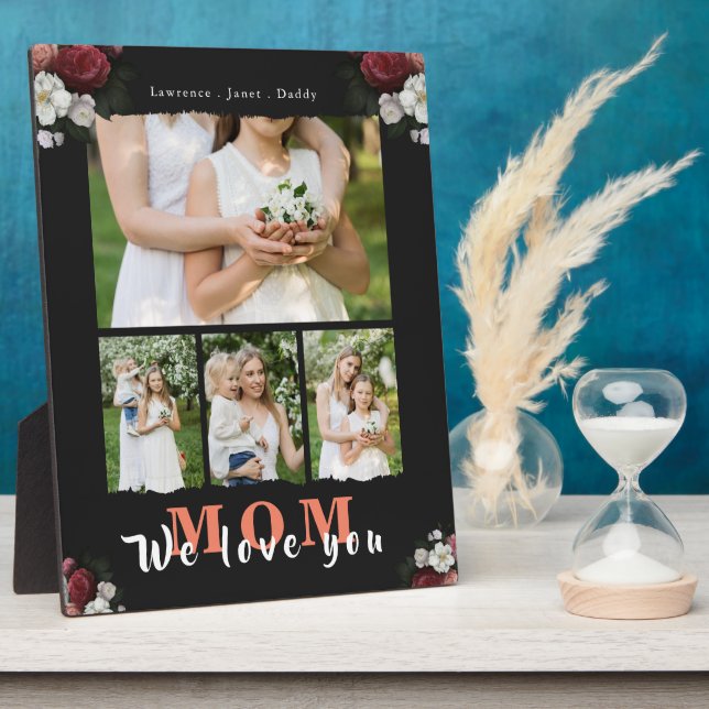 Chic Personalisierte Liebe Sie Mama 4 FamilienFoto Fotoplatte (Seite)