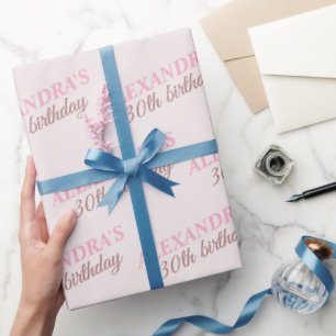 Chic personalisierter Name Alter Rosé Geburtstag Geschenkpapier