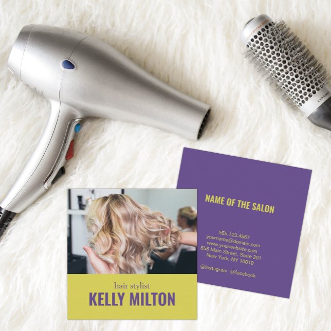 Chic Personalize Foto Friseur Barber Salon Quadratische Visitenkarte (Von Creator hochgeladen)