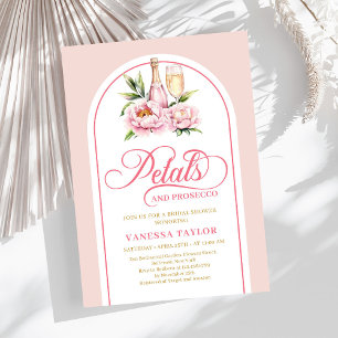 Chic Petals und Prosecco-Blush-Gold-Junggesellinne Einladung
