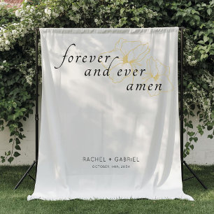 Chic Photo Booth Faux Gold Floral Hochzeit   Wandteppich