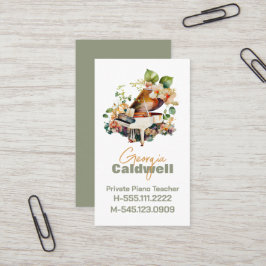 Chic Piano Teacher Wasserfarbene Kunst, Dichtung u Visitenkarte