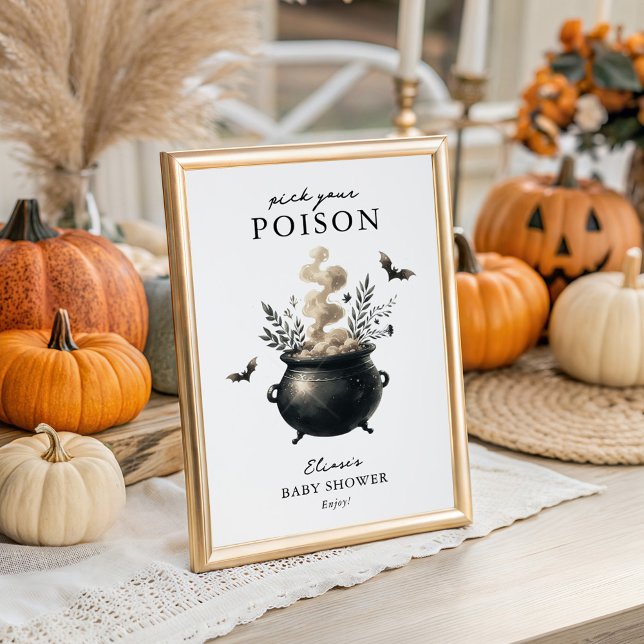 Chic 'Pick your Poison' Halloween Drinks Sign Poster (Von Creator hochgeladen)