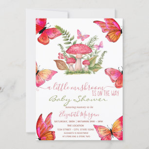 Chic Pilze Schmetterling gepunktete Babyparty Einladung