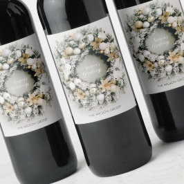 Chic Pine Christmas Wreath Weinlabel Weinetikett