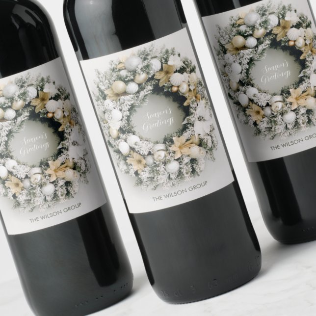 Chic Pine Christmas Wreath Weinlabel Weinetikett (Von Creator hochgeladen)