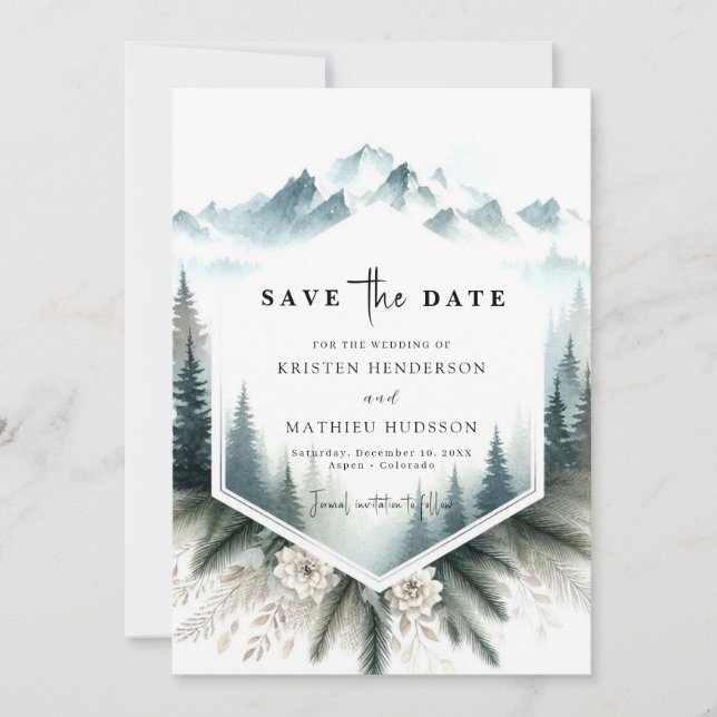 Chic Pine Mountain Wedding Save The Date (Vorderseite)