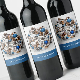 Chic Pine Wreath Weihnachtsgeschenk Weinetikett