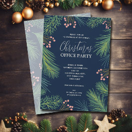 Chic Pines and Berries Christmas Party Einladung