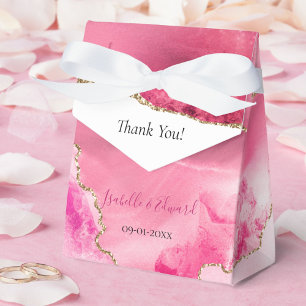 Chic Pink Achat Stein Gold Glitter Hochzeit  Geschenkschachtel