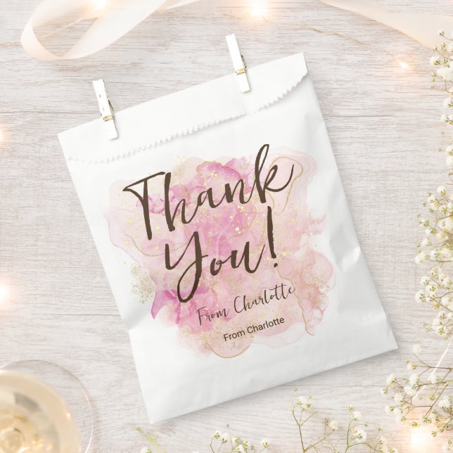 Chic Pink and Gold Watercolor Sweet 16 Party  Geschenktütchen (Ausgeschnitten)