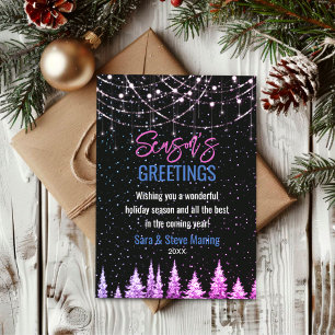 Chic pink Bäume Weihnachten Glitzer Neujahr Grün Karte