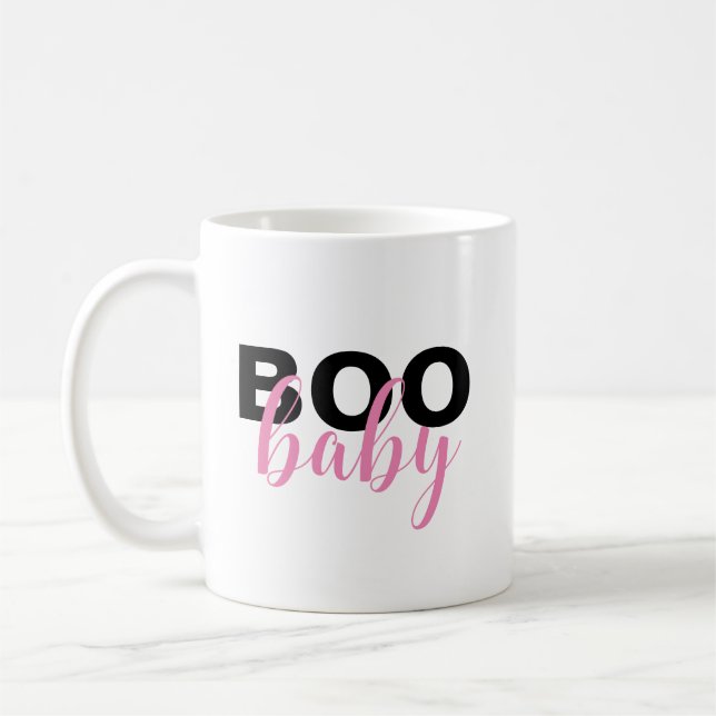 Chic Pink Black Boo Baby Zitat Kaffeetasse (Links)