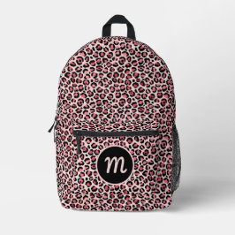 Chic Pink Black Leopard Print Cut Nähen Rucksack