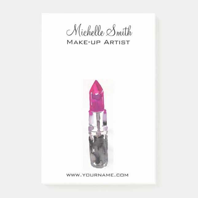 Chic pink Black silver water color lipstick Makeup Post-it Klebezettel (Vorderseite)