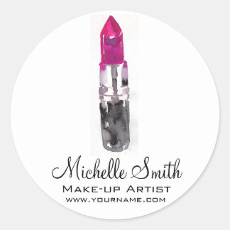 Chic pink Black silver water color lipstick Makeup Runder Aufkleber