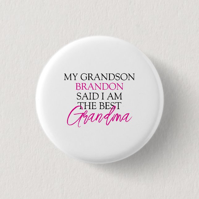 Chic Pink & Black Text Großkinder Funny Oma Button (Vorderseite)