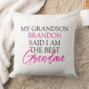 Chic Pink & Black Text Großkinder Funny Oma Kissen
