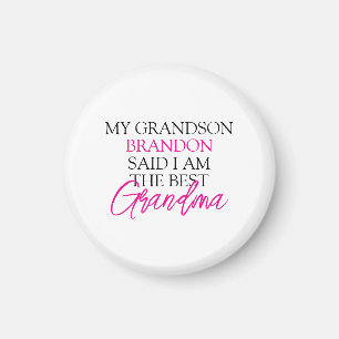 Chic Pink & Black Text Großkinder Funny Oma Magnet