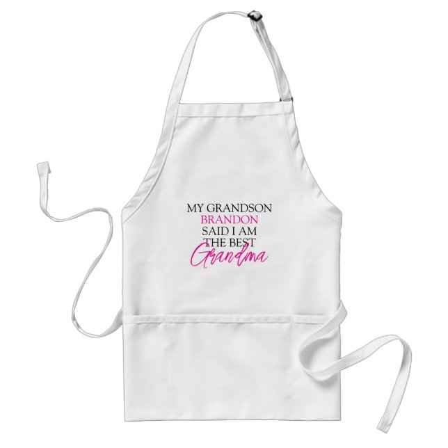 Chic Pink & Black Text Großkinder Funny Oma Schürze (Vorne)