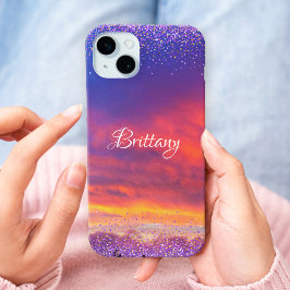 Chic pink blauer Sonnenuntergang Foto Konfetti ben Case-Mate iPhone Hülle