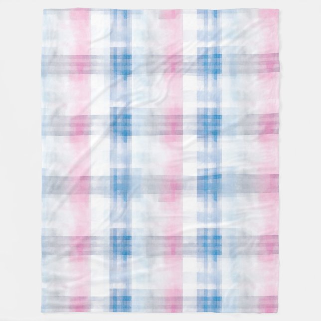 Chic Pink Blue Stripes Fleecedecke (Vorderseite)