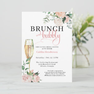 Chic Pink Blues Brunch und Bubbly Brautparty Einladung