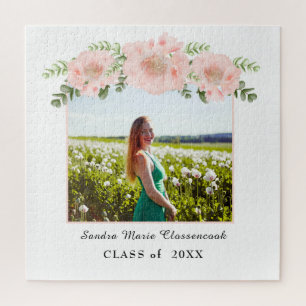 Chic Pink Blumen Abschluss Weiße Klasse 2021 Puzzle