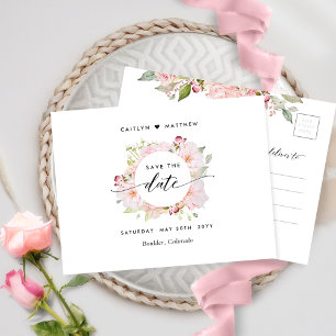 Chic Pink, Blush, Rose Gold Hochzeit speichern das Postkarte