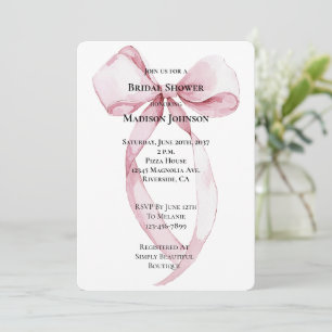 Chic Pink Bow Brautparty Einladung