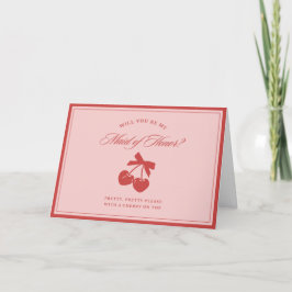 Chic Pink Bow & Cherry Trauzeugin Vorschlag Card Dankeskarte
