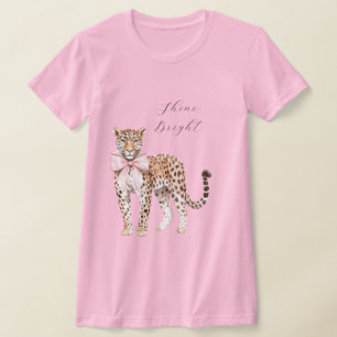Chic Pink Bow Leopard T-Shirt