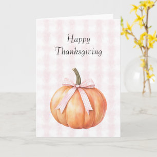 Chic Pink Bow Pumpkin Karierte Streifen Karte