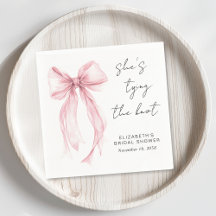 Chic Pink Bow Watercolor Brautparty