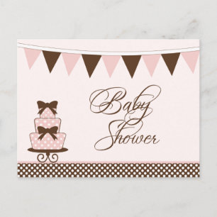 Chic pink + braune Mädchen Baby Dusche Einladung