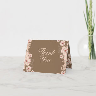 Chic pink brauner Hibiskus Blume Hochzeit danke