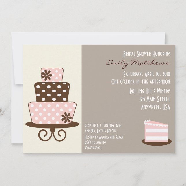 Chic Pink & Brown Einladung (Vorderseite)