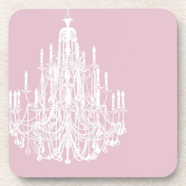 Chic Pink Chandelier Getränkeuntersetzer (Vorderseite)