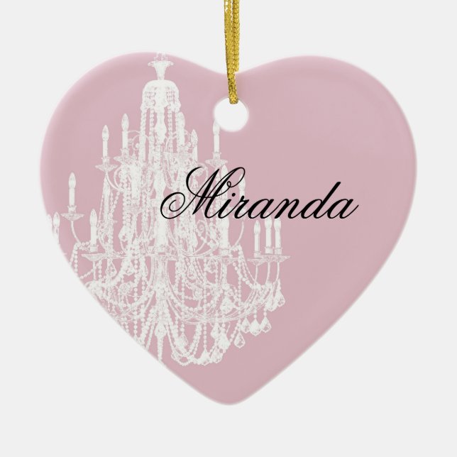 Chic Pink Chandelier Keramik Ornament (Vorne)