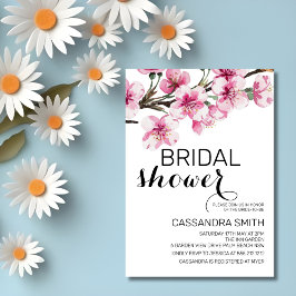 Chic Pink Cherry Blossom Botanisches Brautparty Einladung