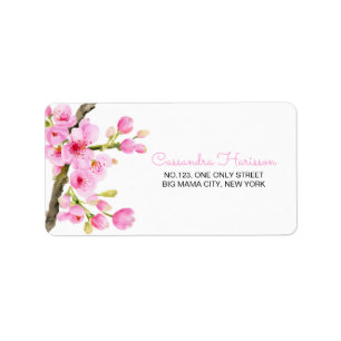 Chic Pink Cherry Blossom Sakura Floral Rede Adressaufkleber