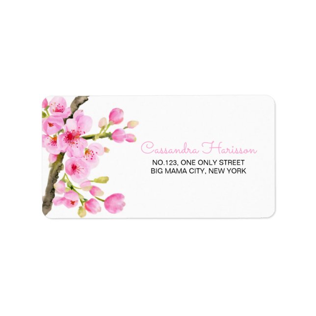 Chic Pink Cherry Blossom Sakura Floral Rede Adressaufkleber (Vorne)